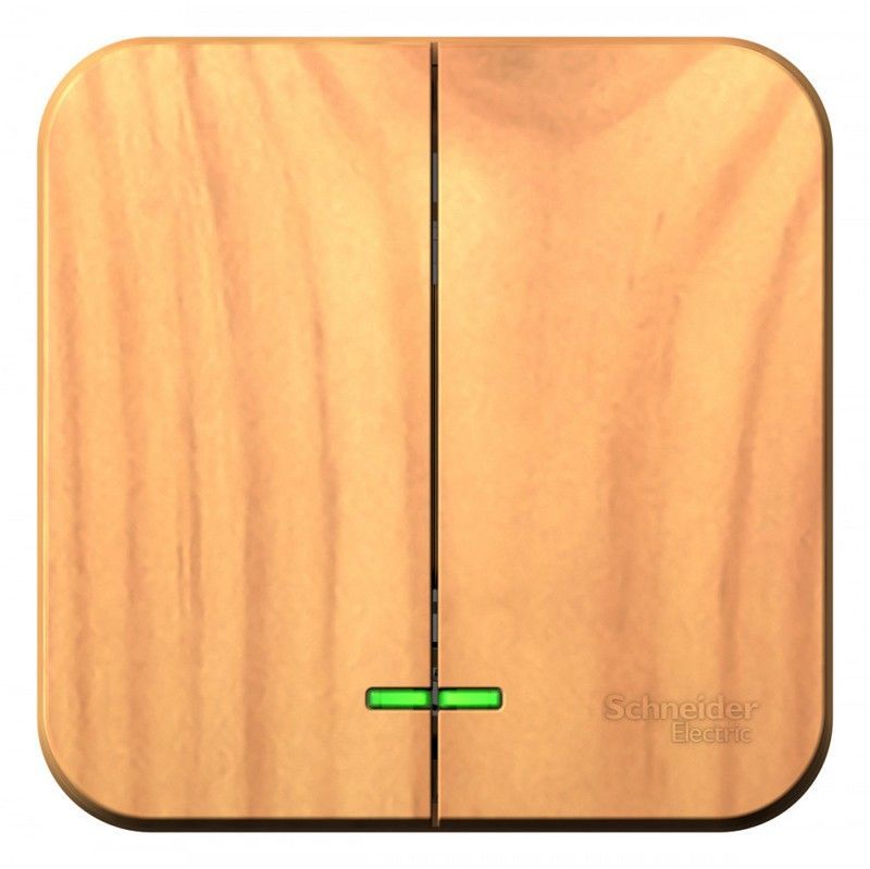 Blanca ясень розетки и выключатели Выключатель SE Blanca 2-клавишный Ясень наружный с подсветкой изолир. пластина BLNVA105115