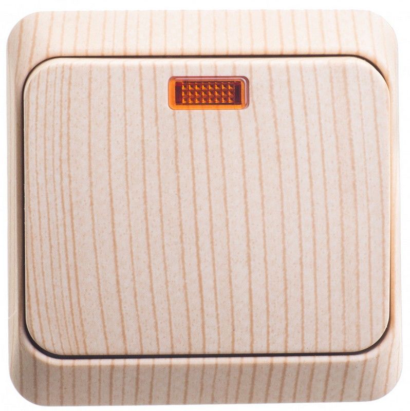 Этюд Дача Выключатель 1-клавишный Systeme Electric Этюд наружный Дача Сосна с подсветкой BA10-005D