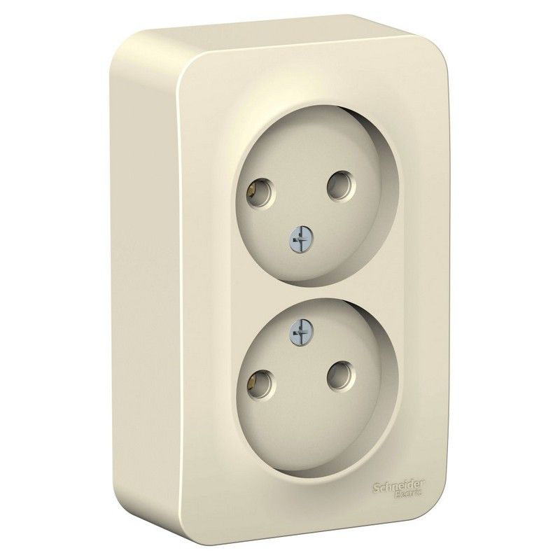 Blanca молочные розетки и выключатели Розетка SE Blanca 2-ая Молочная наружный б/з без шторок изолир. пластина BLNRA000212