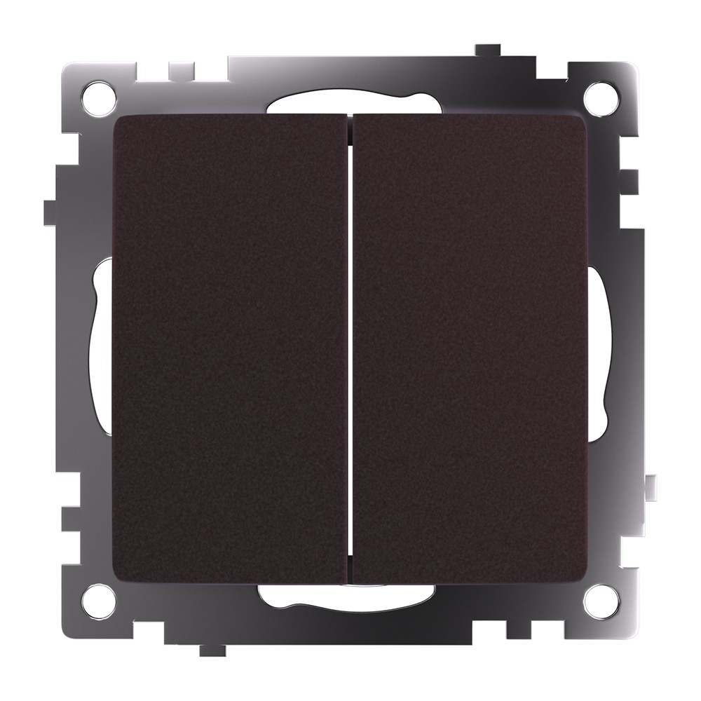 Катрин - Розетки и выключатели Stekker Выключатель 2-клавишный STEKKER GLS10-7104-04 250V 10А Катрин шоколад 49019