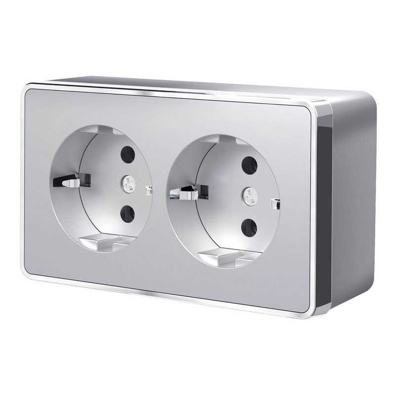 Werkel Gallant серебряный Розетка Werkel двойная с заземлением Gallant (серебряный) W5072106
