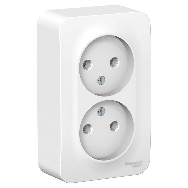 Blanca белые розетки и выключатели Розетка SE Blanca 2-ая Белый наружный б/з без шторок BLNRA000201