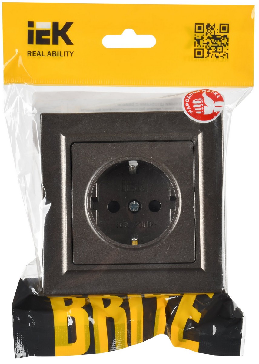 IEK Brite Бронза Розетка IEK BRITE Темн.бронза с з/к/ш 16А в сборе. РСР14-1-0-БрТБ BR-R14-16-K45-F