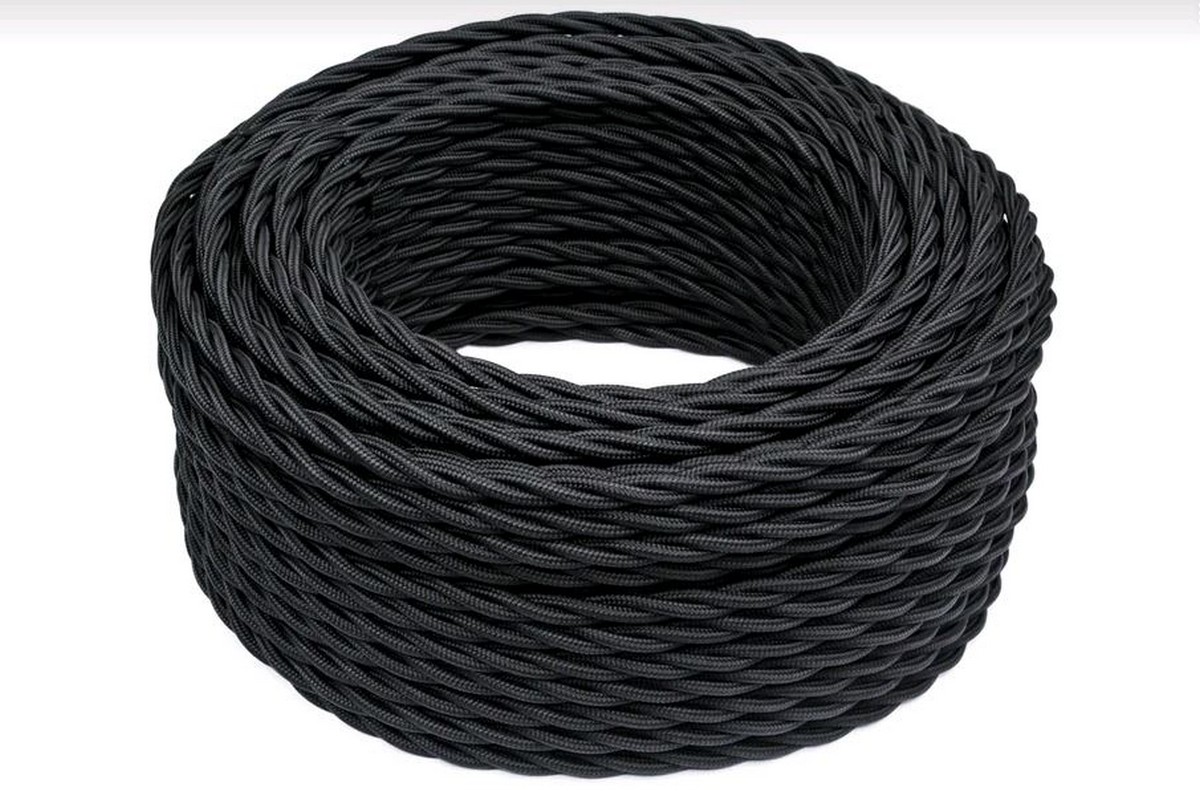 Витой ретро провод (кабель) Витой провод BIRONI Черный матовый 3*1,5 10м B1-434-73-10 