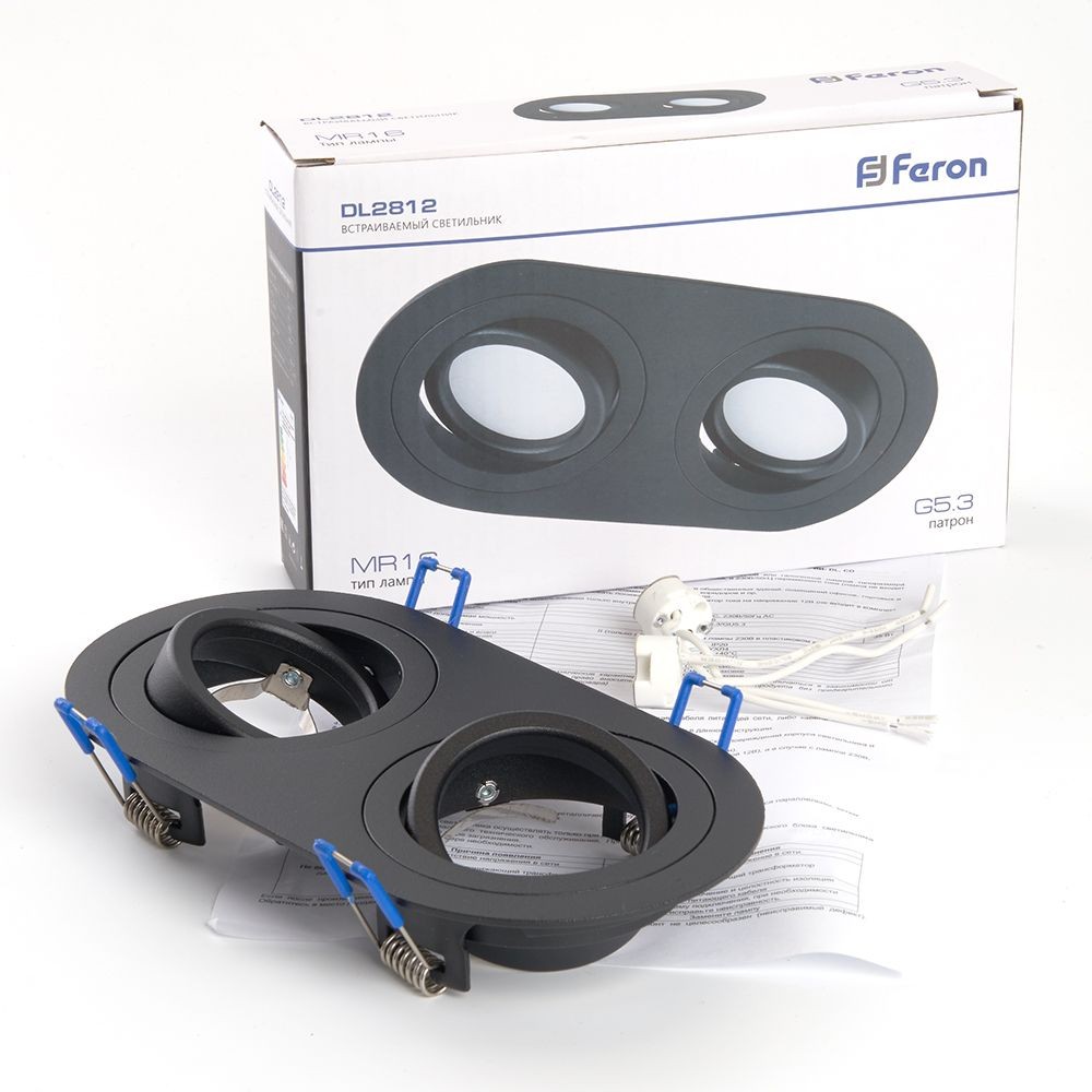 Встраиваемые светодиодные светильники Светильник потолочный встраиваемый Feron DL2812 черный 48459 