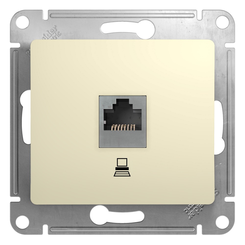 Glossa Бежевый Розетка компьютерная Systeme Electric Glossa Бежевый RJ45 кат.5E GSL000281K