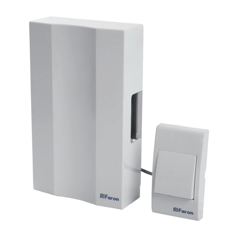Дверные звонки проводные (электрические) Звонок Feron DB-101 с кнопкой проводной электромеханический белый 230V 162х98х40мм 41504
