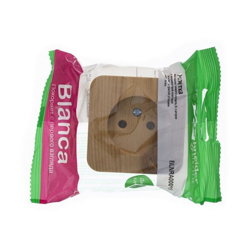 Blanca ясень розетки и выключатели Розетка SE Blanca б/з Ясень наружный без шторок изолир. пластина BLNRA000115