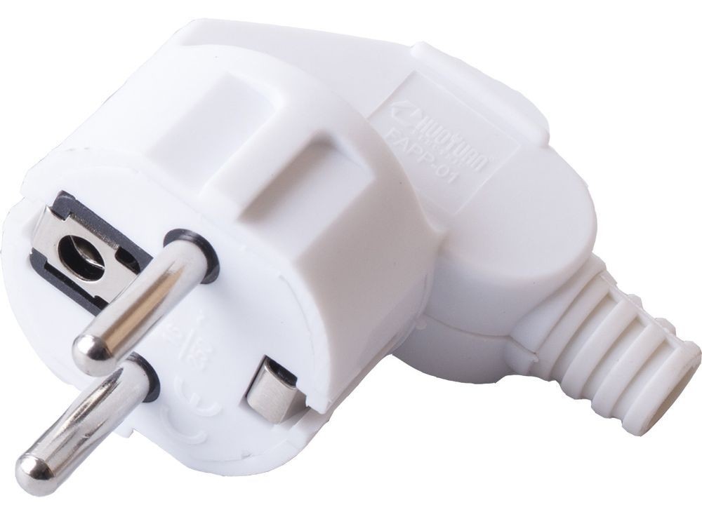 Вилка угловая с/з STEKKER PPG16-41-202 пластик 250В 16A IP20 белый 32850