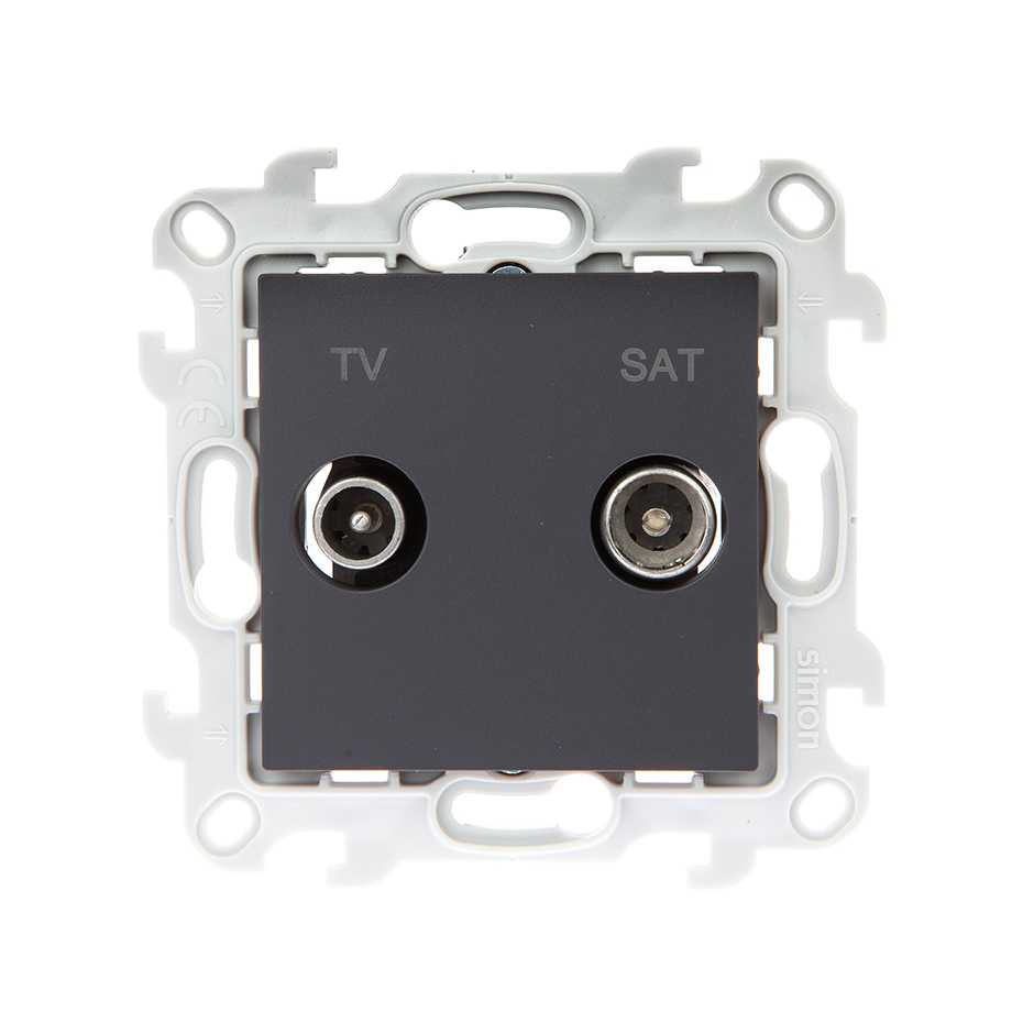 Розетки и выключатели Simon 24 Графит Розетка TV-SAT Simon 24 Графит проходная 2410485-038