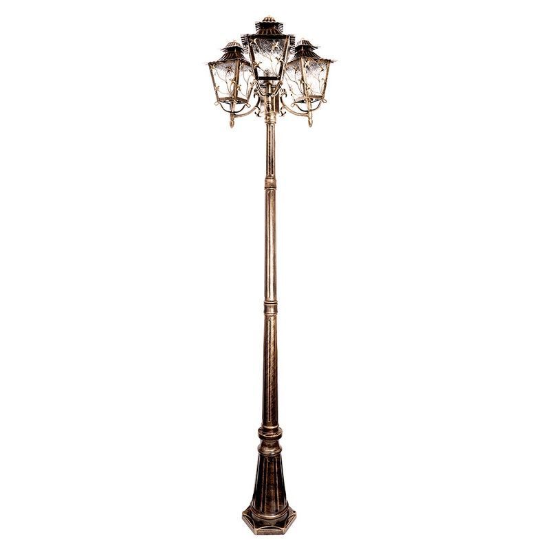 Уличные светильники столб Светильник садово-парковый Feron PL638 столб 3*60W 230V E27 черное золото 11646 
