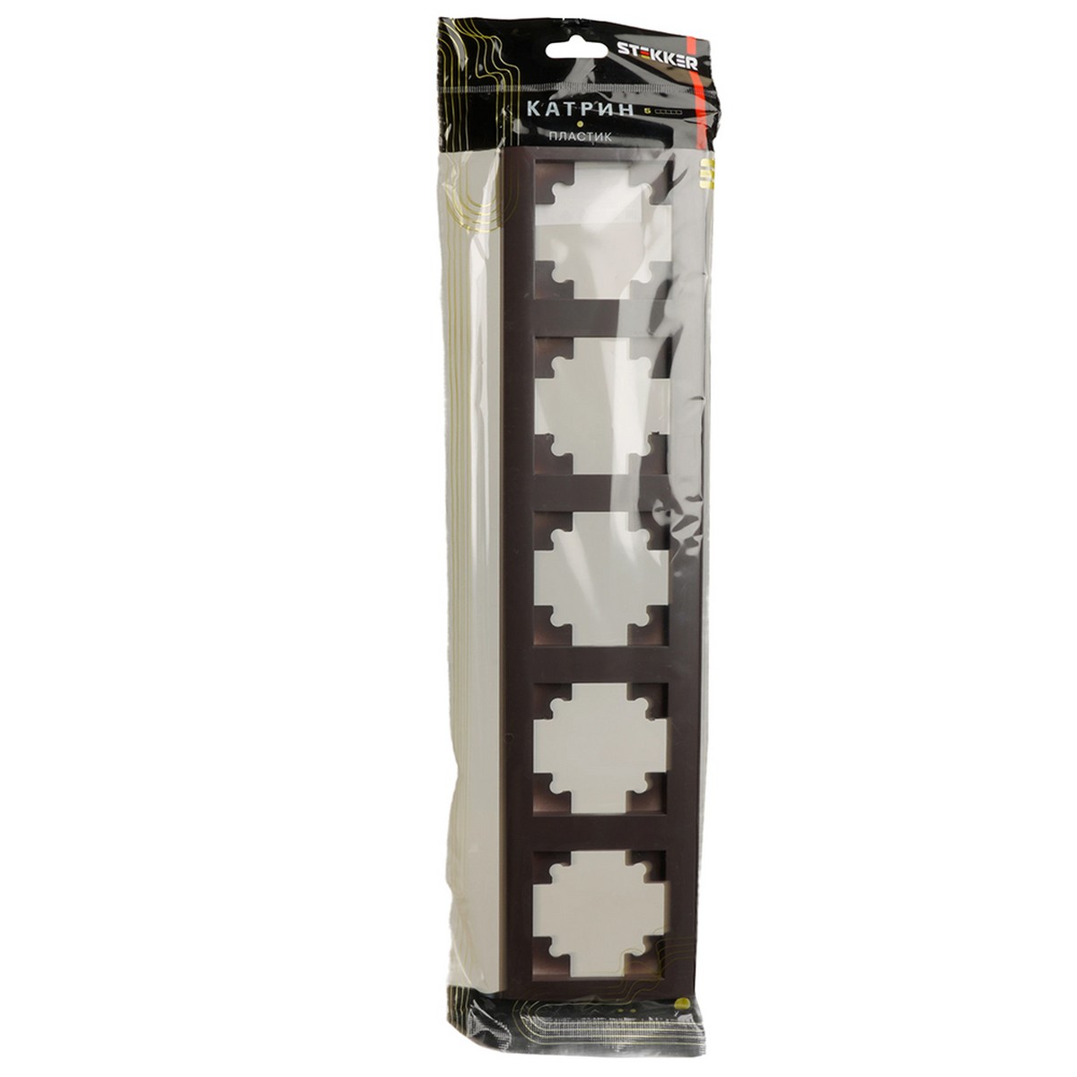 Катрин - Розетки и выключатели Stekker Рамка STEKKER 5-местная Катрин стекло золото PFR00-7005-08 49610