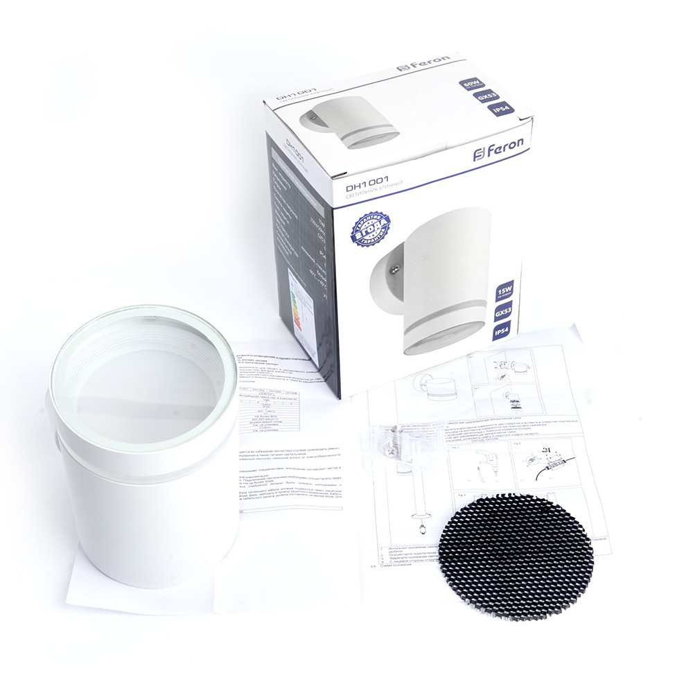 Уличные настенные светильники Светильник садово-парковый Feron DH1001 на стену  GX53 230V белый 48315 