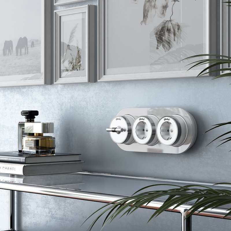 Werkel Ретро Розетка Werkel с заземлением (белый матовый/хром) W5871050