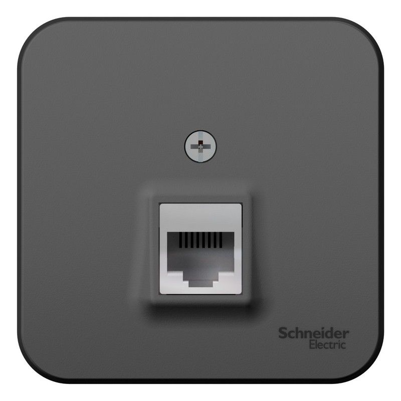 Blanca антрацит розетки и выключатели Розетка SE Blanca компьютерная Антрацит наружный RJ45 кат.5E изолир. пластина BLNIA045006