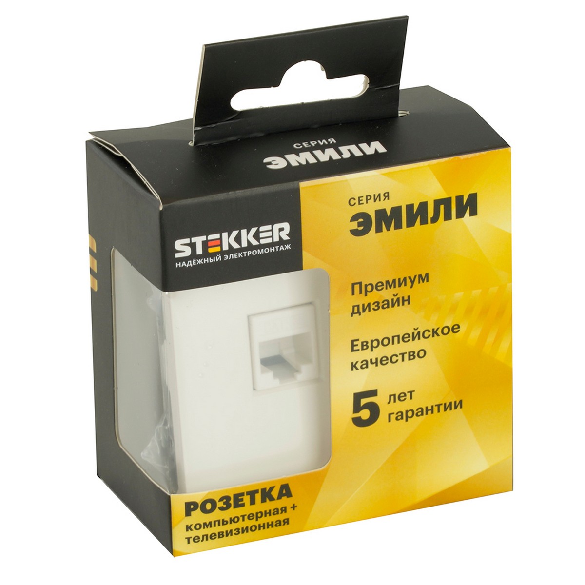 Эмили - Розетки и выключатели Stekker Розетка компьютерная 2-ая RJ-45 STEKKER Эмили RST00-5111-01 белый фарфор soft touch 49874