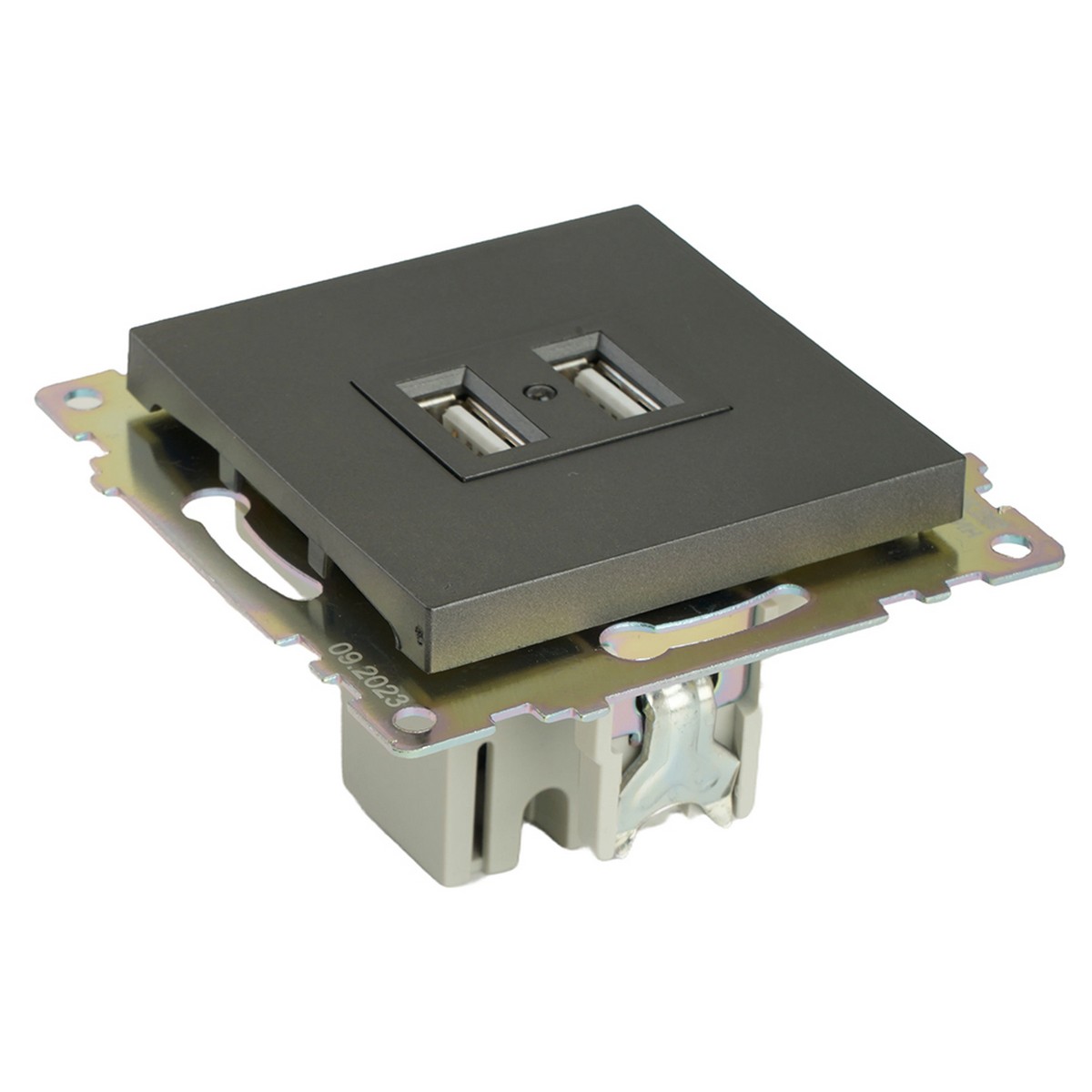 Катрин - Розетки и выключатели Stekker Розетка USB 2-местная STEKKER GLS10-7115-06 250B 21А Катрин графит 49422