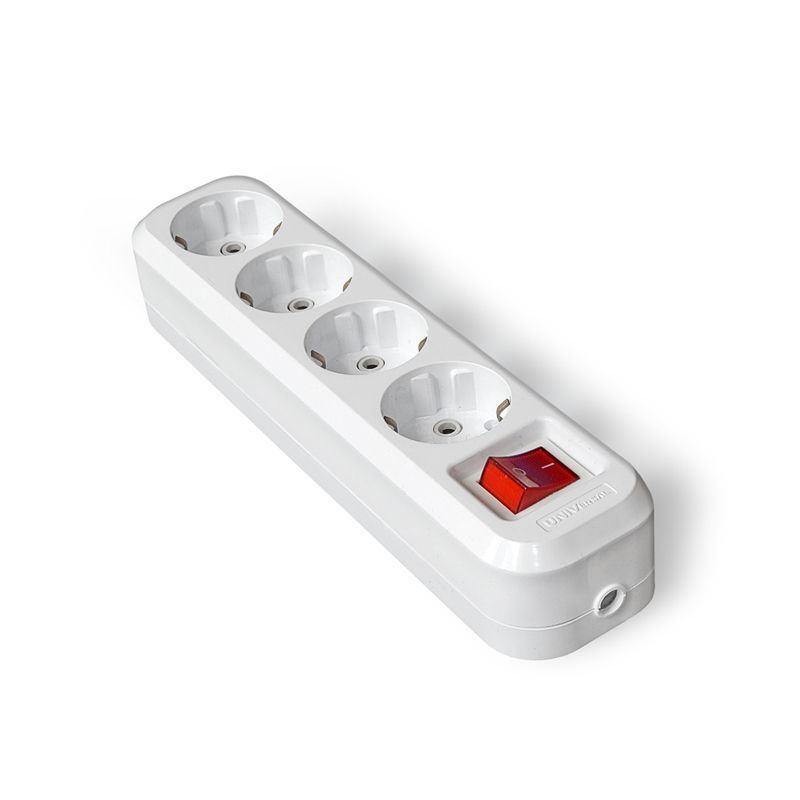 Колодки и удлинители, тройники Колодка 4 гнезда с/з с выключателем S304