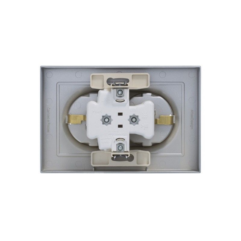 AtlasDesign Алюминий Розетка Systeme Electric AtlasDesign Алюминий с/з двойная, 16А, в сборе ATN000324