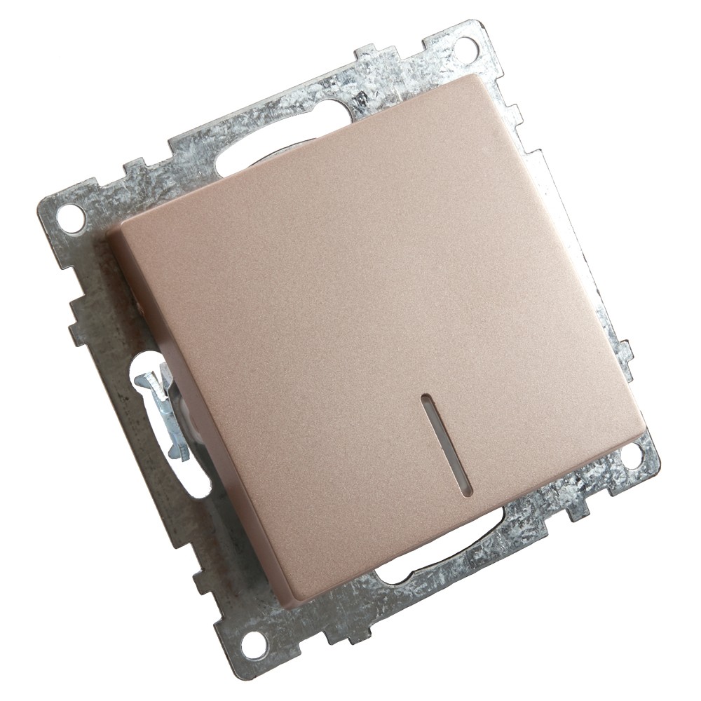 Катрин - Розетки и выключатели Stekker Выключатель 1-клавишный c индикатором STEKKER GLS10-7101-02 10А Катрин шампань 39591