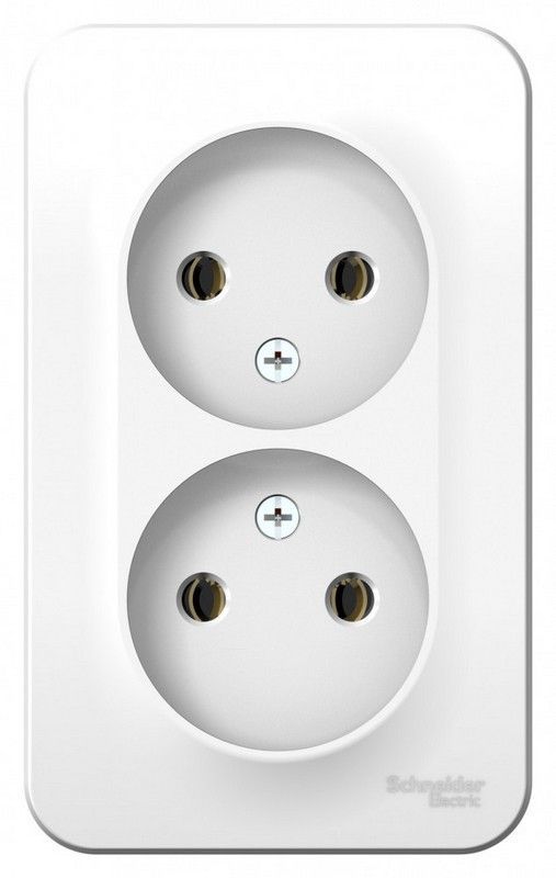 Blanca белые розетки и выключатели Розетка SE Blanca 2-ая Белый наружный б/з без шторок BLNRA000201