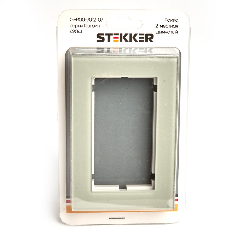 Катрин - Розетки и выключатели Stekker Рамка 2-местная (без перемычки) стекло STEKKER GFR00-7012-07 серия Катрин дымчатый 49041