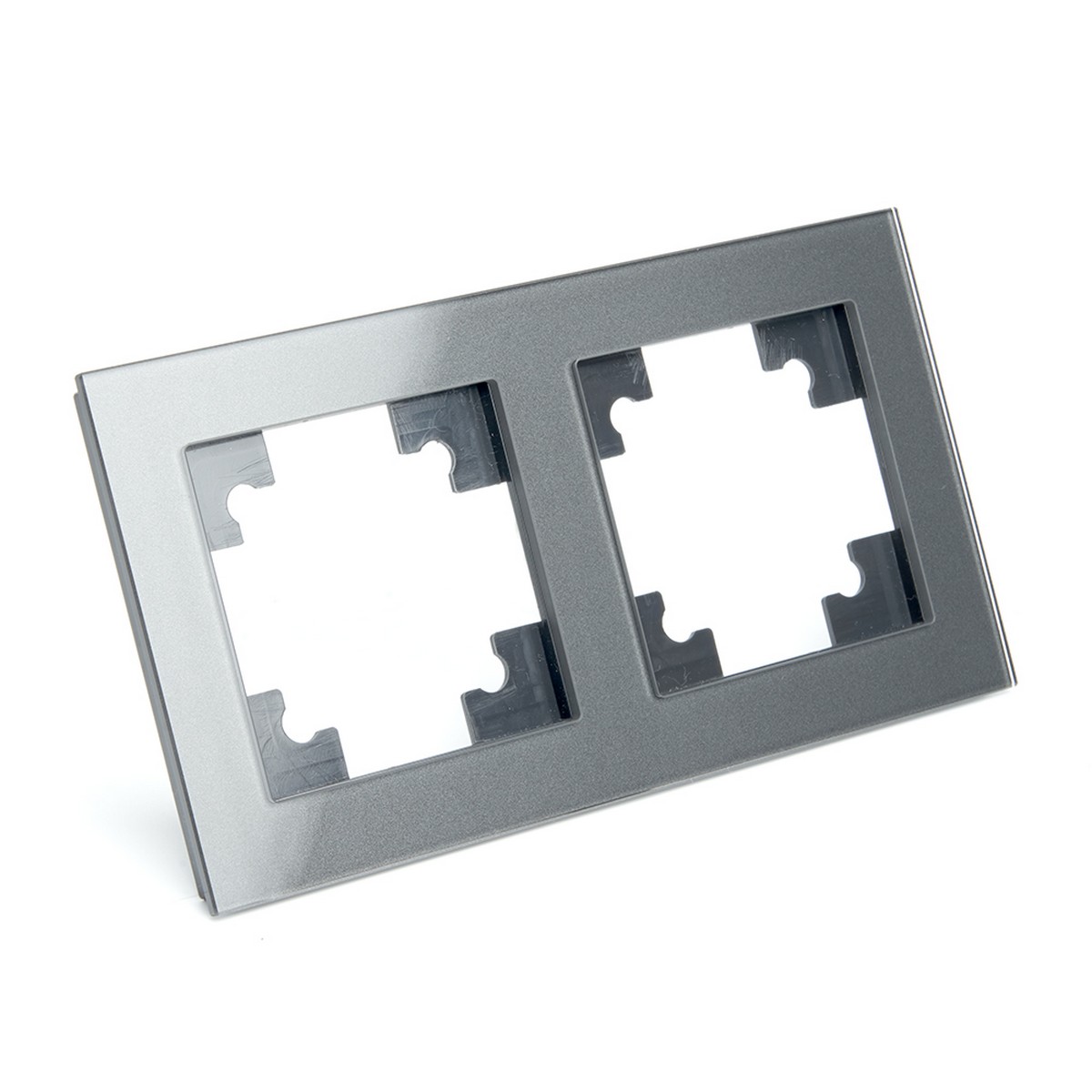 Катрин - Розетки и выключатели Stekker Рамка 2-местная стекло STEKKER GFR00-7002-06  серия Катрин графит 39540