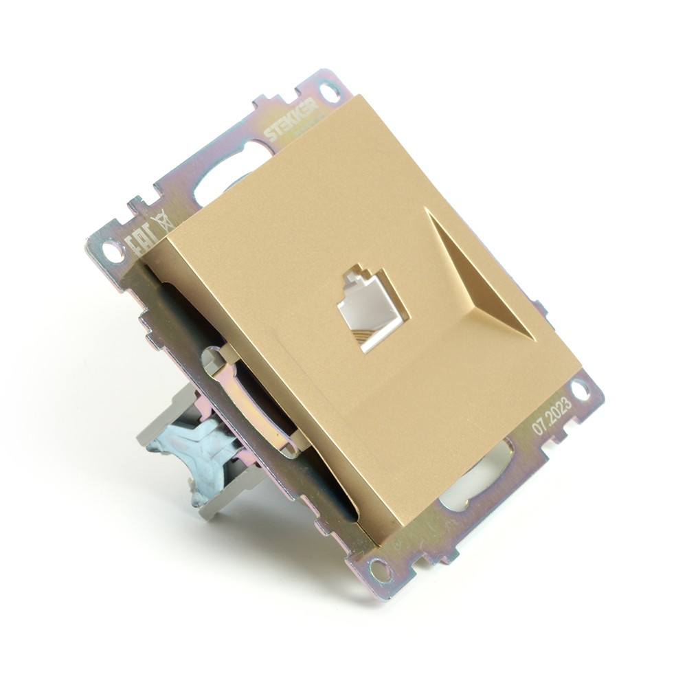 Катрин - Розетки и выключатели Stekker Розетка компьютерная 1-местная RJ-45 STEKKER GLS00-7107-08 Катрин золото 49227