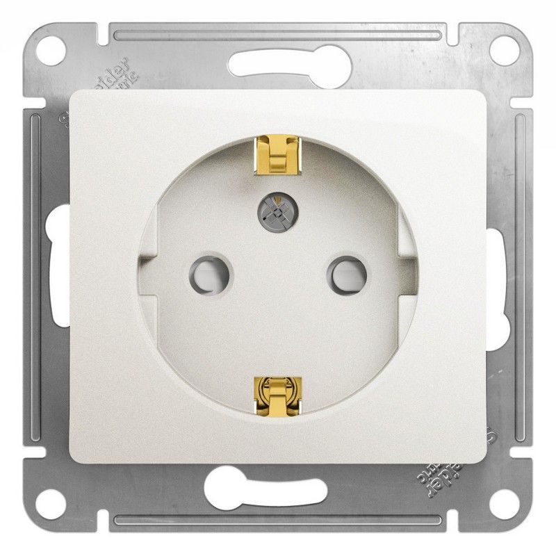 Glossa Перламутр Розетка Systeme Electric Glossa Перламутр с/з со шторками, 16А механизм GSL000645