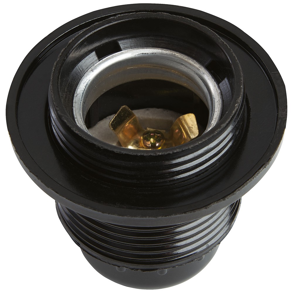 Патрон для ламп 250V Е27 LH82 с кольцом, карболит, латунь, черный, размер 55*58 мм 41041