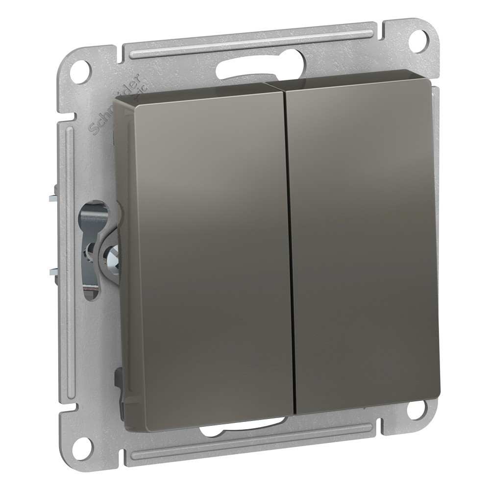 AtlasDesign Сталь Выключатель Systeme Electric AtlasDesign Сталь 2-клавишный с самовозвратом, сх.2, 10А, механизм ATN000917