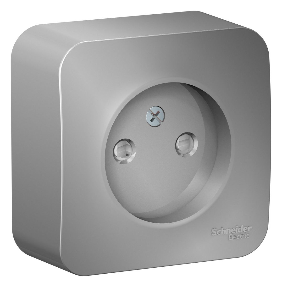 Blanca алюминий розетки и выключатели Розетка SE Blanca б/з Алюминий наружный со шторками изолир. пластина BLNRA001113