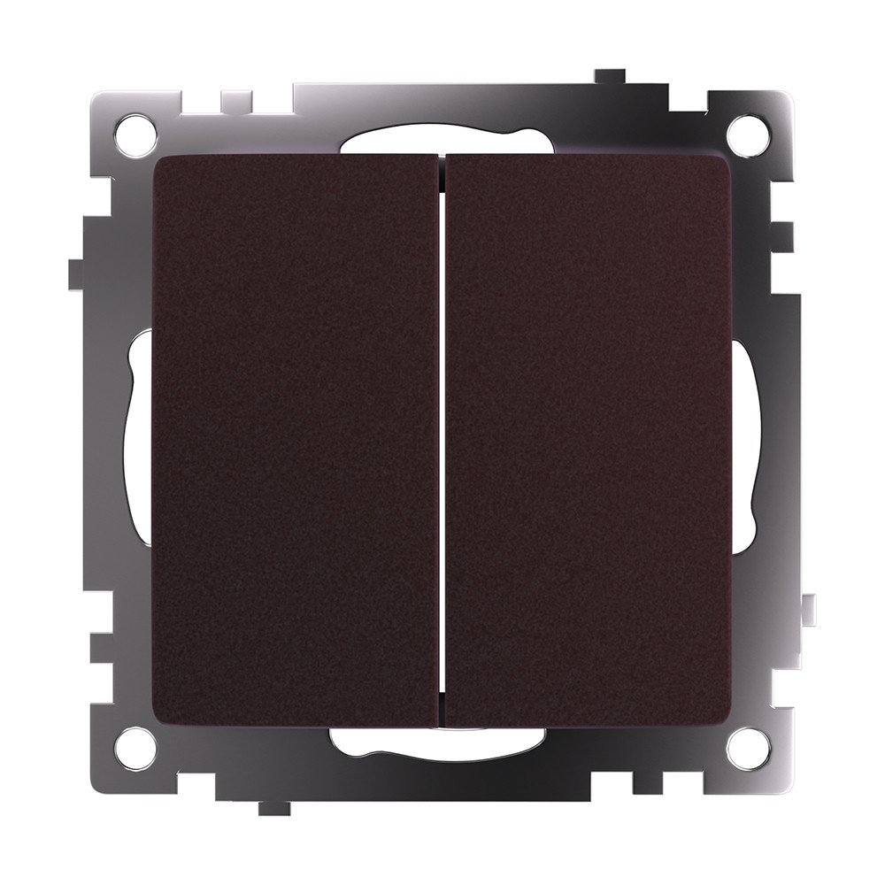 Катрин - Розетки и выключатели Stekker Переключатель 2-клавишный (механизм) STEKKER GLS10-7107-04 250V 10А Катрин шоколад 49170