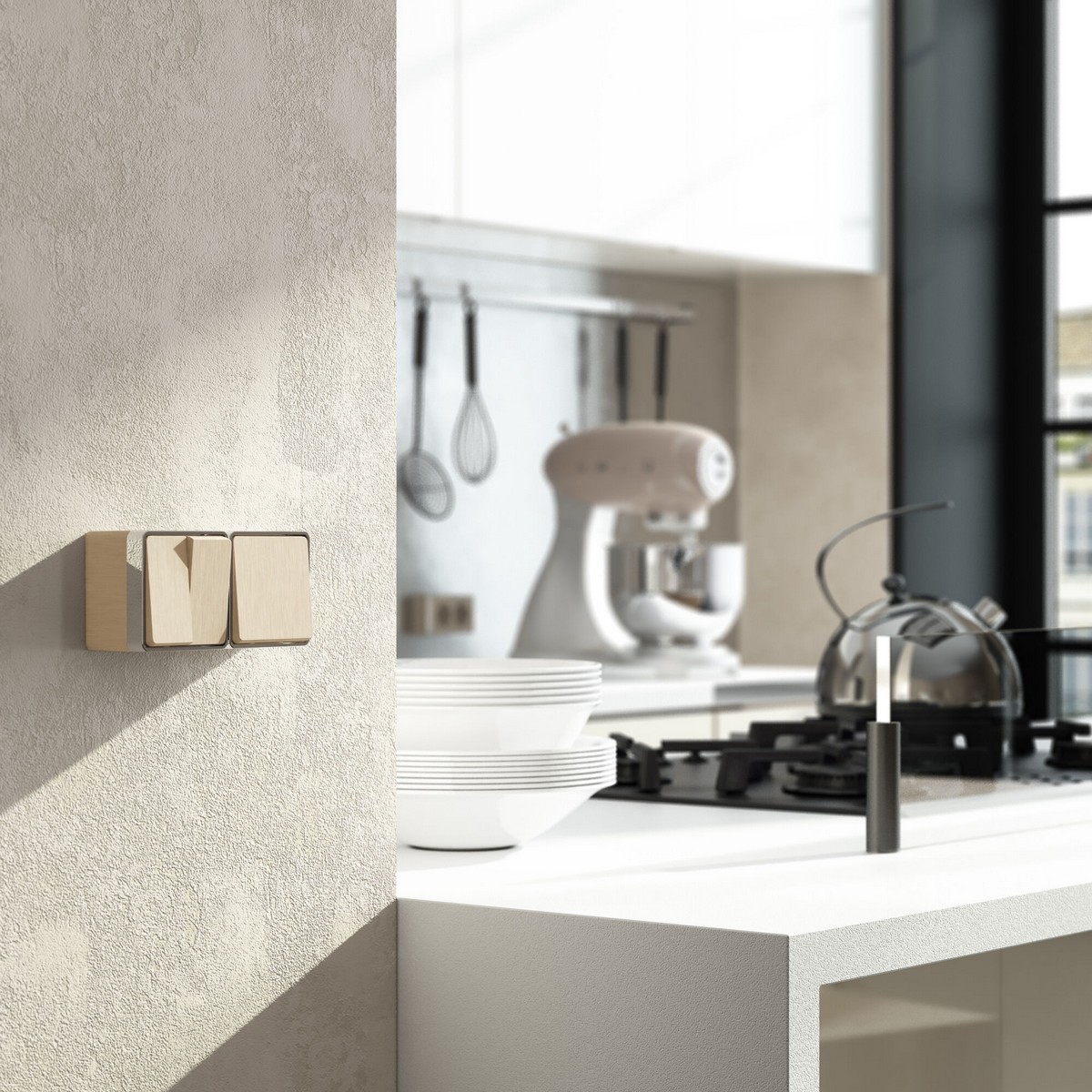 Werkel Gallant шампань рифленный Выключатель Werkel двухклавишный влагозащищенный Gallant (шампань рифленый) W5020210 a051045