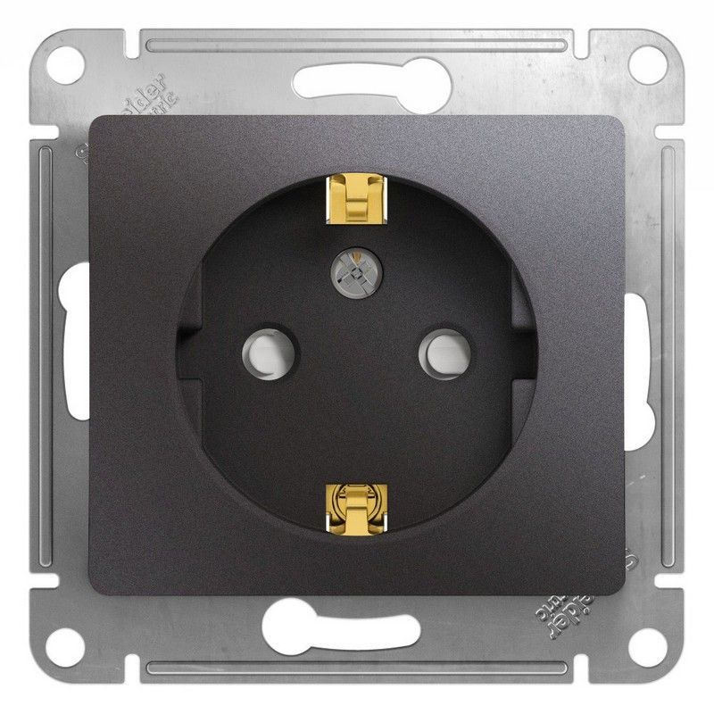 Glossa Графит Розетка Systeme Electric Glossa Графит с-з со шторками GSL001345