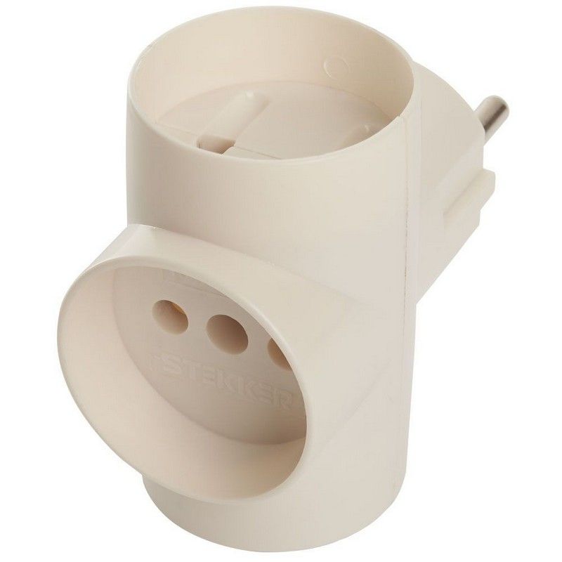 Колодки и удлинители, тройники Разветвитель сетевой 3-местный б/з STEKKER ADP10-15-20 250В 10A IP20 белый 39227 