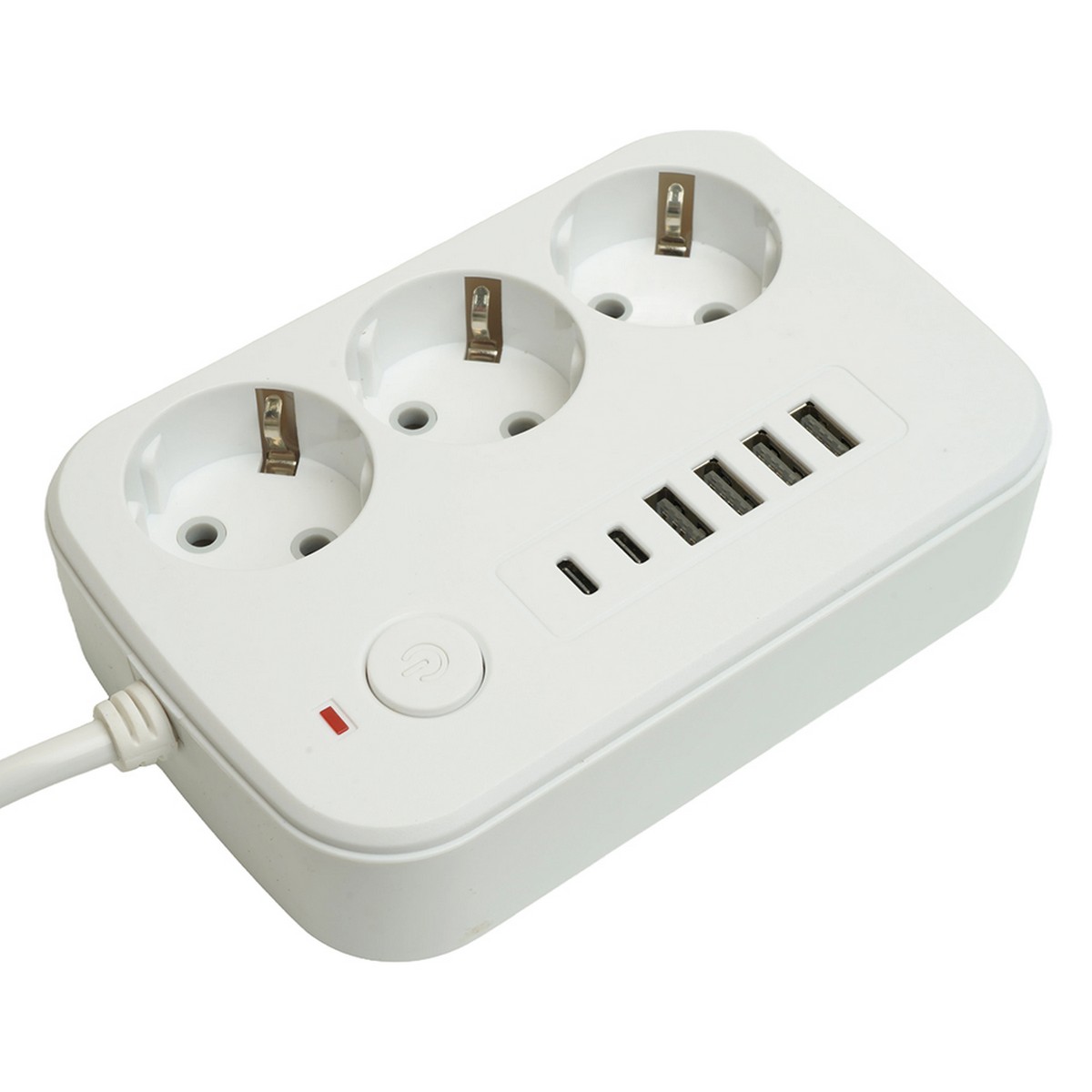 Колодки и удлинители, тройники Удлинитель STEKKER HM09-36-02 3-местный c/з 3x1 мм2 1,8 м 4USB+2Type-C 2,4А Home белый 49972 