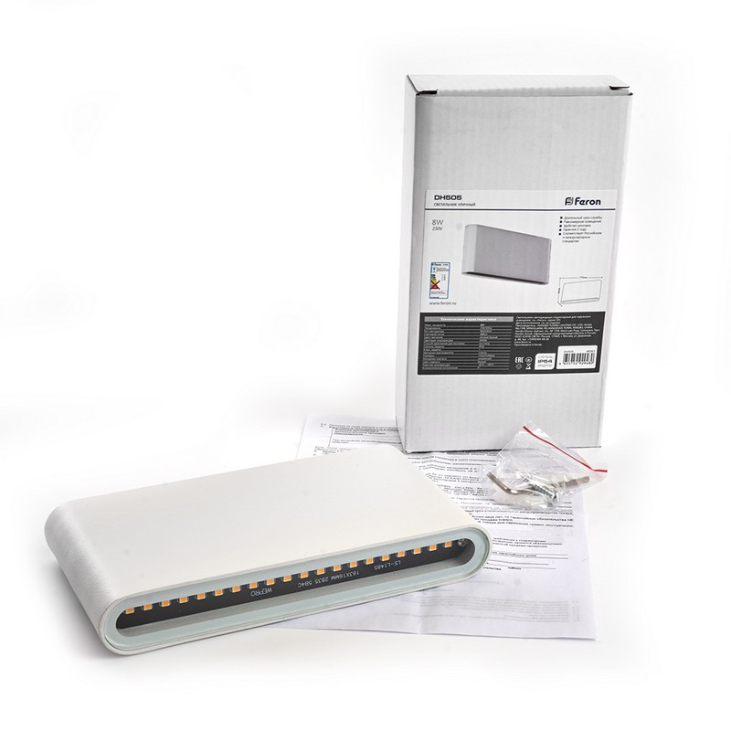 Уличные настенные светильники Светильник уличный светодиодный Feron DH505 8W 460lm 3000K белый 48363 