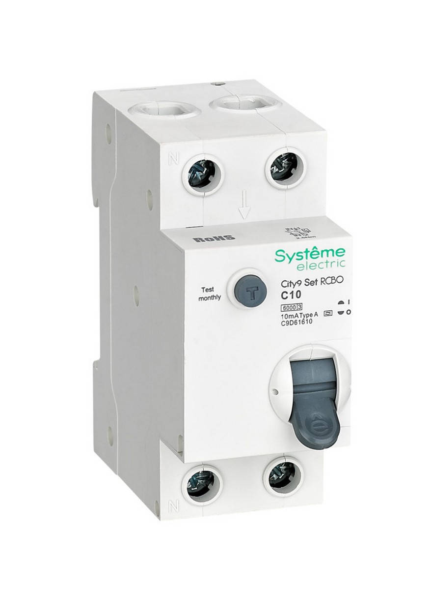 Schneider Electric Авт. выкл. диф. тока Systeme Electric City9 Set (АВДТ) 1P+N С 10А 6kA 10мА Тип-A C9D61610 