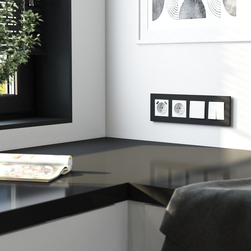 Рамки Werkel Slab Рамка Werkel на 4 поста Slab (черный матовый) W00429080