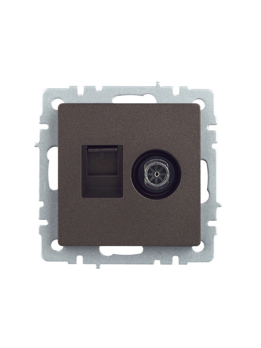 IEK Brite Бронза Розетка IEK BRITE двойная TV+RJ45 кат.5E РТВ/РК12-БрТБ темная бронза BR-AK20-1-K45