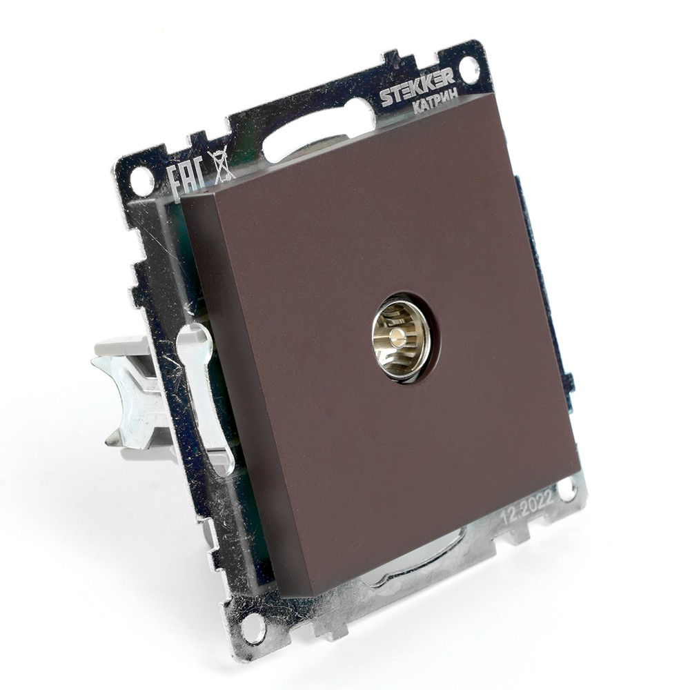 Катрин - Розетки и выключатели Stekker Розетка телевизионная 1-местная STEKKER GLS00-7108-04 75 Ом 5-862МГц Катрин шоколад 49024
