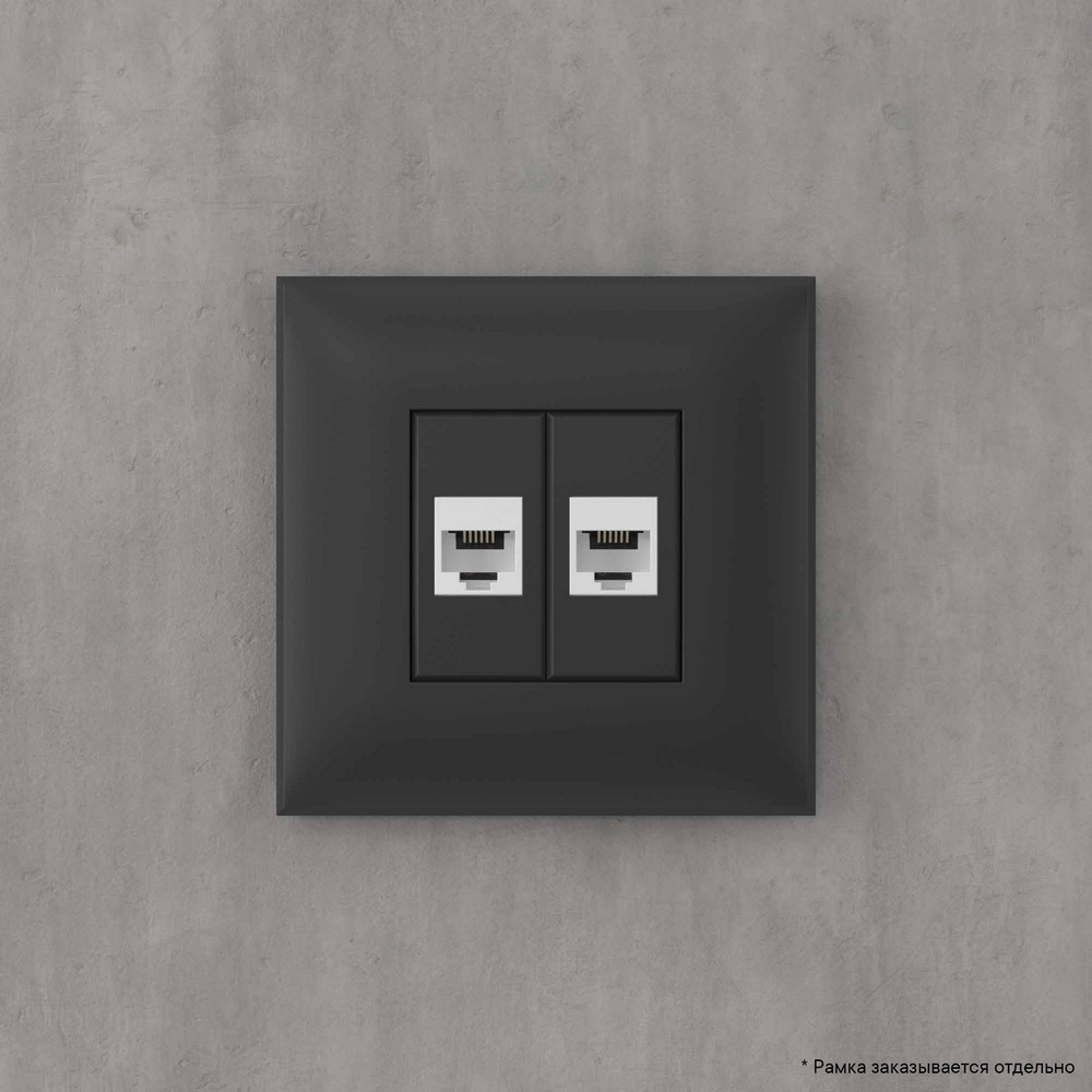 DKC Avanti механизмы Черный матовый Телефонная розетка DKC Avanti RJ-12 без шторки в стену двойная "Черный матовый" 4412614