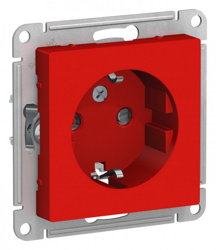 AtlasDesign Белый Розетка Systeme Electric AtlasDesign Красный с/з со шторками 16А механизм ATN002045