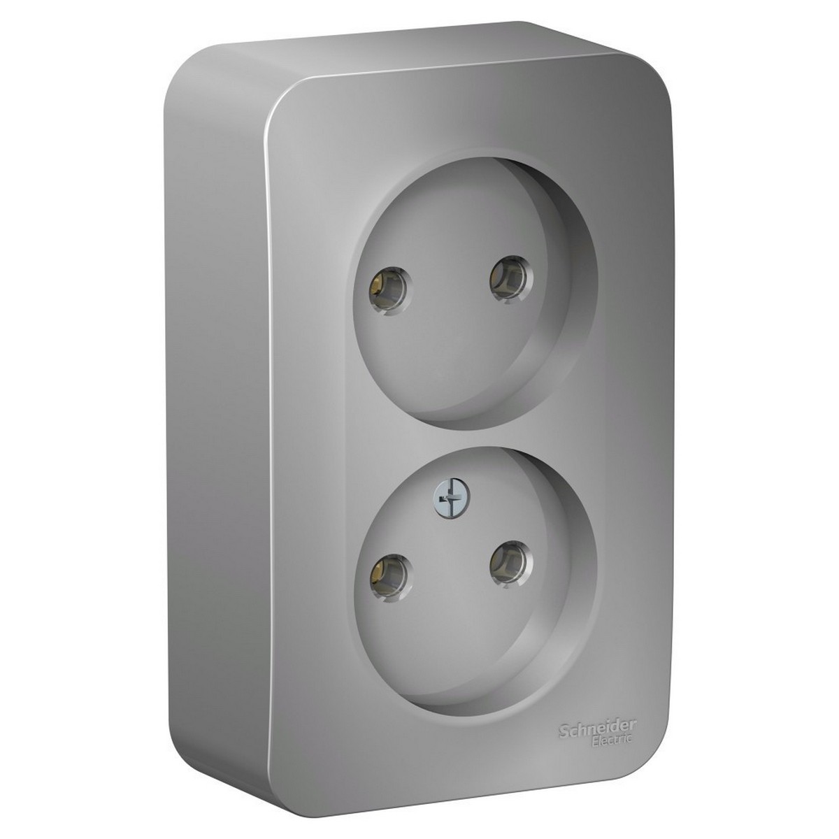 Blanca алюминий розетки и выключатели Розетка SE Blanca 2-ая Алюминий наружный б/з без шторок BLNRA000203