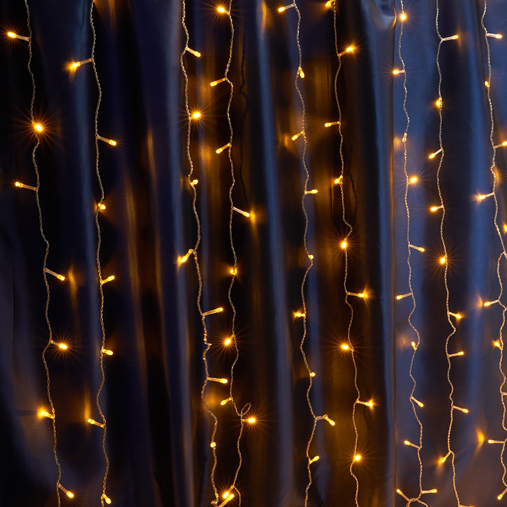 Светодиодная гирлянда Feron CL24 занавес статичная3*3м + 3м 230V желтый 220V 41629