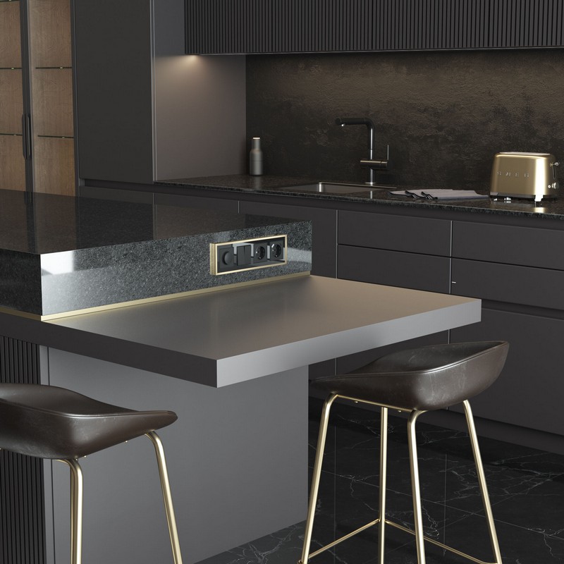 Рамки Werkel Baguette Рамка Werkel на 4 поста Baguette (черный/латунь) W0042852