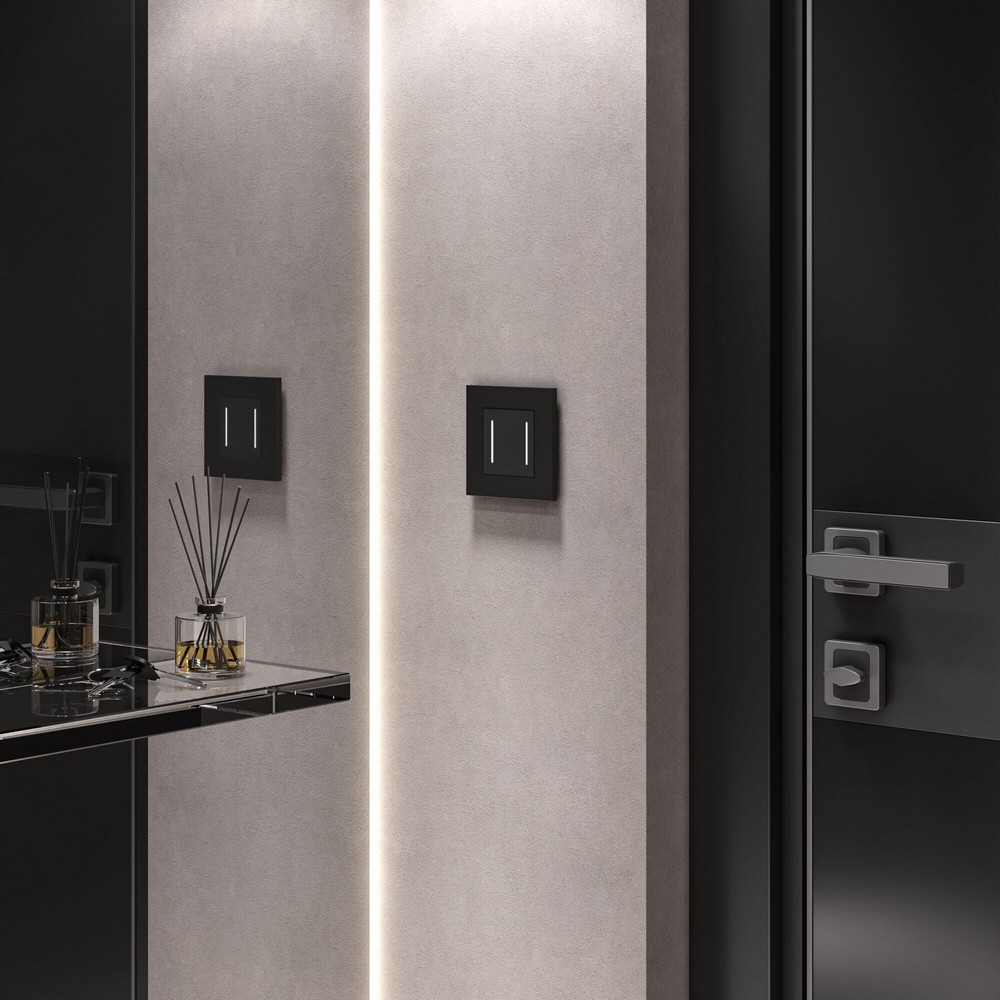 Werkel Черный матовый механизмы Сенсорный выключатель Werkel двухклавишный с подсветкой (черный) W45220080