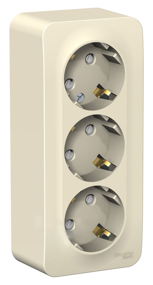 Blanca молочные розетки и выключатели Розетка SE Blanca 3-ая Молочная наружный с/з со шторками изолир. пластина BLNRA011312