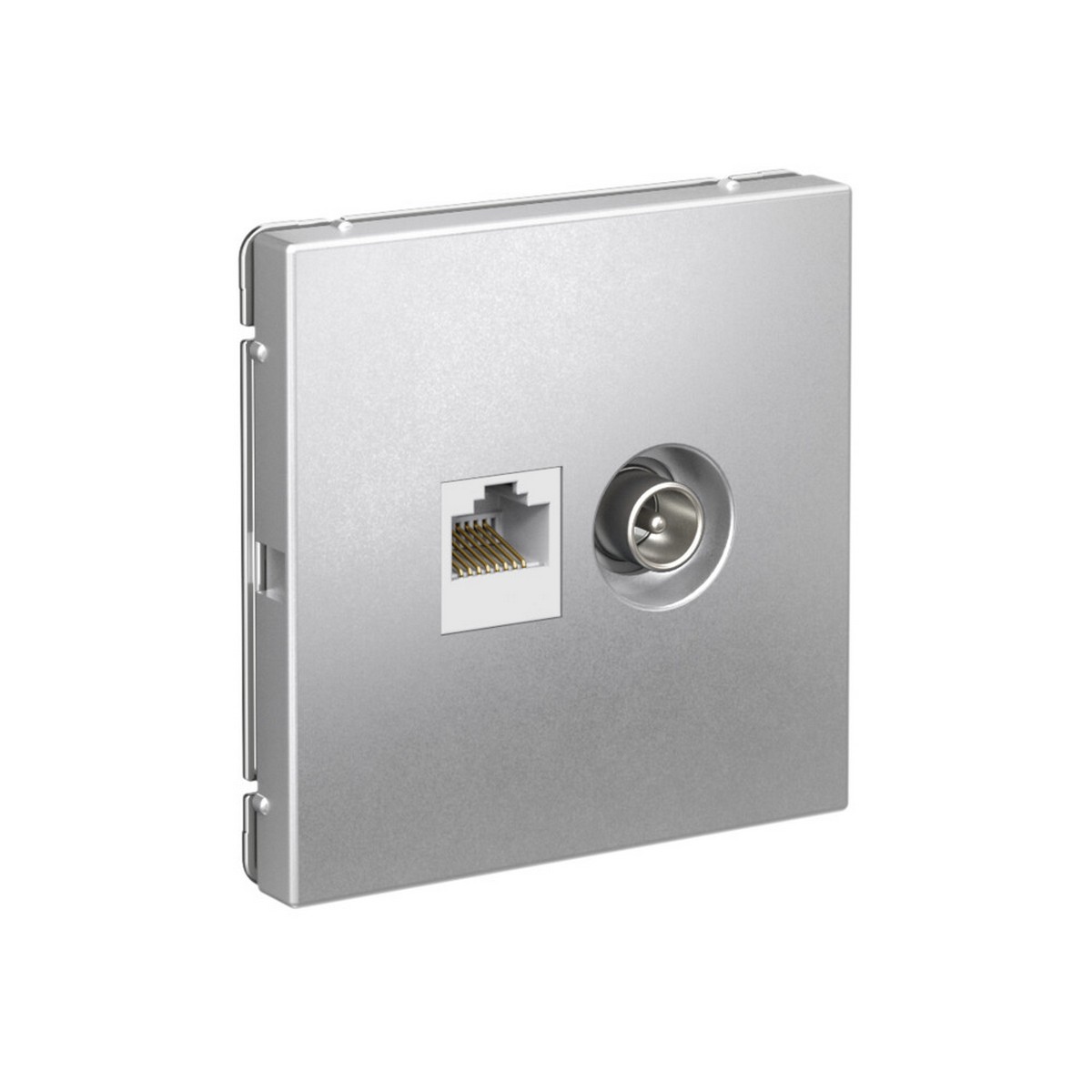 ArtGallery Алюминий Розетка Systeme Electric ArtGallery Алюминий двойная ТВ + компьютерная RJ45 кат. 5Е GAL000389